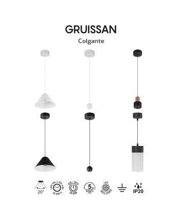 GRUISSAN * COLGANTE  LED 5W 3000K  NEGRO